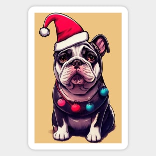 Christmas bulldog portrait Magnet